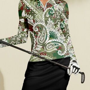 Acegolfs Quarterzip Golf Shirt - Paisley, size Small